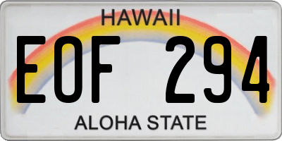 HI license plate EOF294