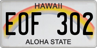 HI license plate EOF302
