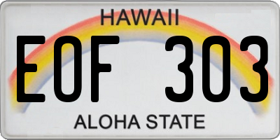 HI license plate EOF303