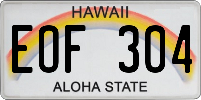 HI license plate EOF304
