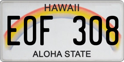 HI license plate EOF308