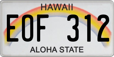 HI license plate EOF312