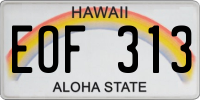 HI license plate EOF313