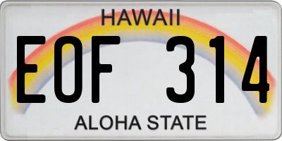 HI license plate EOF314