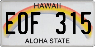HI license plate EOF315