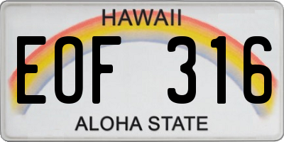 HI license plate EOF316