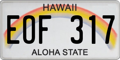 HI license plate EOF317