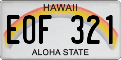 HI license plate EOF321