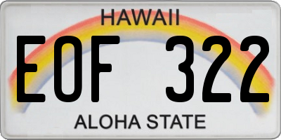 HI license plate EOF322