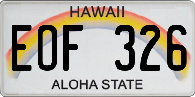HI license plate EOF326