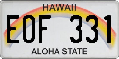 HI license plate EOF331