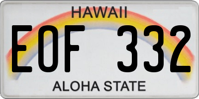 HI license plate EOF332