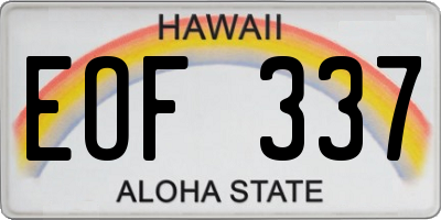 HI license plate EOF337