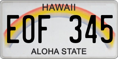 HI license plate EOF345
