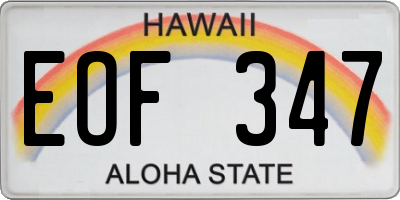 HI license plate EOF347