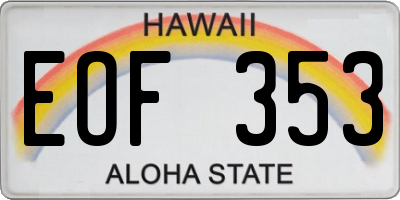 HI license plate EOF353