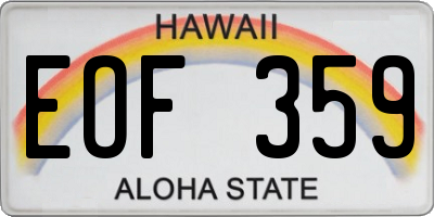 HI license plate EOF359