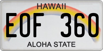 HI license plate EOF360