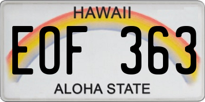 HI license plate EOF363