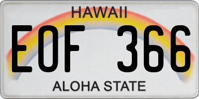 HI license plate EOF366