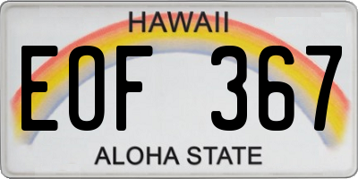 HI license plate EOF367