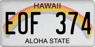 HI license plate EOF374