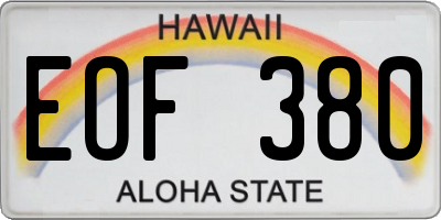 HI license plate EOF380