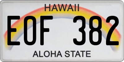 HI license plate EOF382
