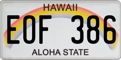 HI license plate EOF386