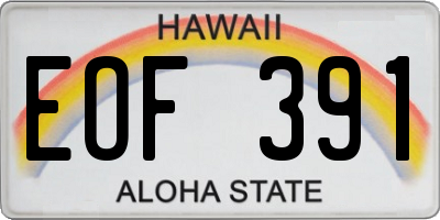 HI license plate EOF391
