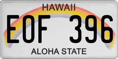 HI license plate EOF396
