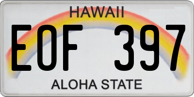 HI license plate EOF397