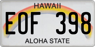 HI license plate EOF398