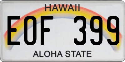 HI license plate EOF399
