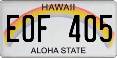 HI license plate EOF405