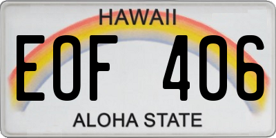 HI license plate EOF406