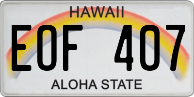 HI license plate EOF407