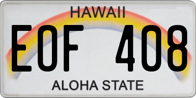 HI license plate EOF408