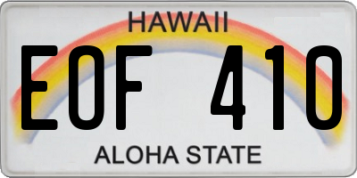 HI license plate EOF410