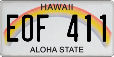 HI license plate EOF411