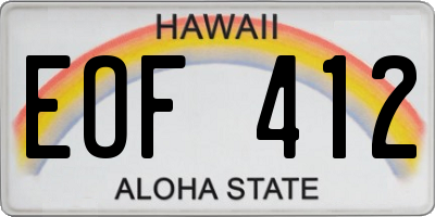 HI license plate EOF412