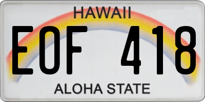 HI license plate EOF418