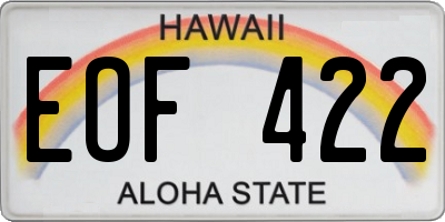 HI license plate EOF422