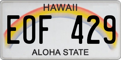 HI license plate EOF429