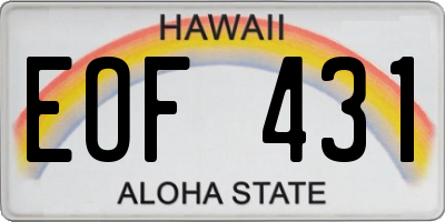 HI license plate EOF431