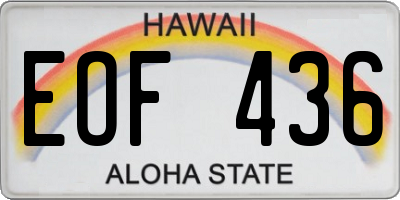 HI license plate EOF436