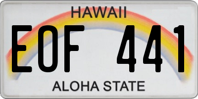 HI license plate EOF441