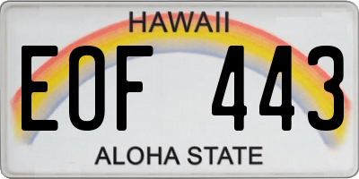 HI license plate EOF443