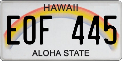 HI license plate EOF445