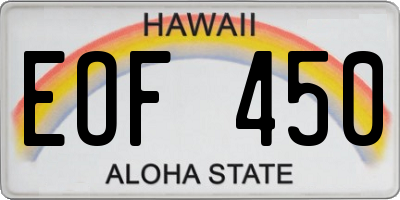 HI license plate EOF450